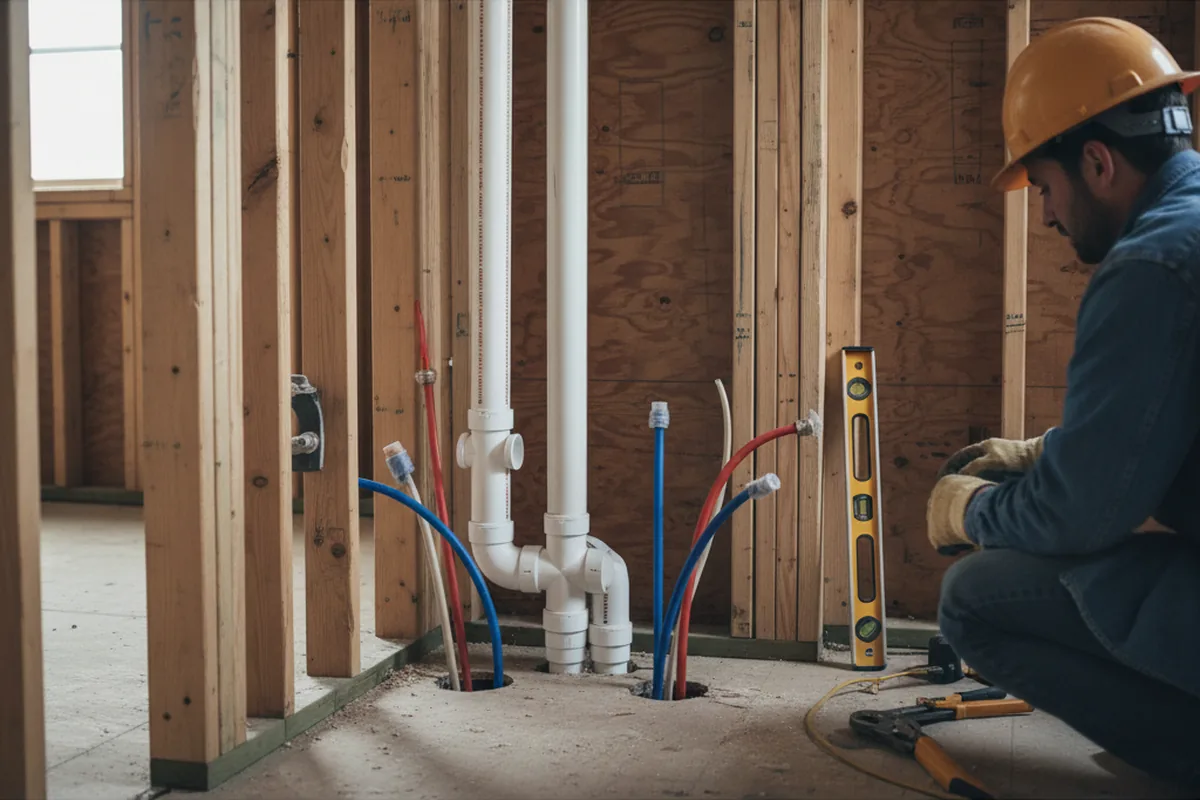Drain and supply rough-in during Leak Detection in Adair